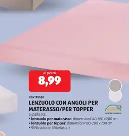 ALDI Novitesse lenzuolo con angoli per materasso/per topper offerta
