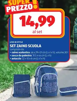ALDI Live in style set zaino scuola offerta