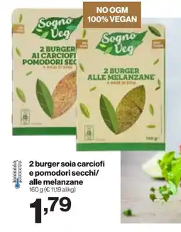 In'S Mercato Sogno Veg 2 burger soia carciofi e pomodori secchi/alle melanzane offerta