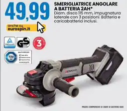 Eurospin Smerigliatrice angolare a batteria ENKHO PROFESSIONAL offerta