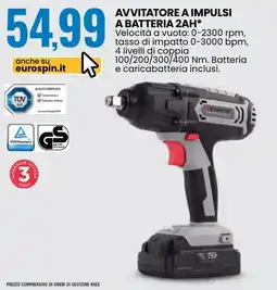 Eurospin AVVITATORE A IMPULSI A BATTERIA 2AH* ENKHO offerta
