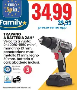 Eurospin Enkho trapano a batteria 2AH offerta