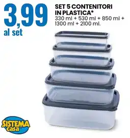 Eurospin SET 5 CONTENITORI IN PLASTICA* offerta