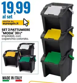 Eurospin SET 3 PATTUMIERE "MODA" offerta