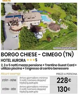 Eurospin Borgo Chiese - Cimego (TN) Hotel Aurora offerta