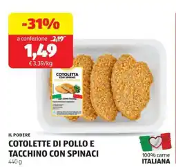 ALDI COTOLETTE DI POLLO E TACCHINO CON SPINACI offerta