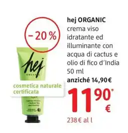 dm drogerie markt hej ORGANIC crema viso idratante ed illuminante offerta