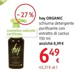 dm drogerie markt hey ORGANIC schiuma detergente purificante con estratto di cactus offerta
