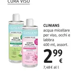 dm drogerie markt CLINIANs acqua micellare per viso, occhi e labbra offerta
