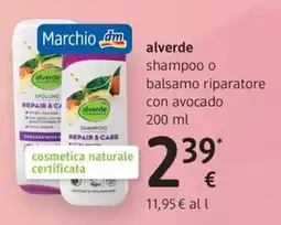 dm drogerie markt alverde shampoo o balsamo riparatore con avocado offerta