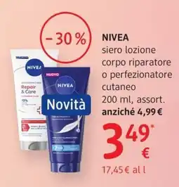 dm drogerie markt NIVEA siero lozione corpo riparatore o perfezionatore cutaneo offerta