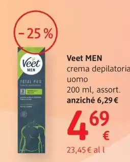 dm drogerie markt Veet MEN crema depilatoria uomo offerta