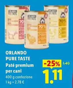 Lidl ORLANDO PURE TASTE Paté premium per cani offerta