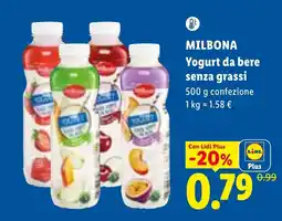 Lidl MILBONA Yogurt da bere senza grassi offerta