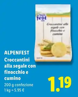 Lidl ALPENFEST Croccantini alla segale con finocchio e cumino offerta