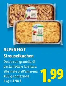 Lidl ALPENFEST Streuselkuchen offerta