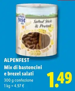 Lidl ALPENFEST Mix di bastoncini e brezel salati offerta