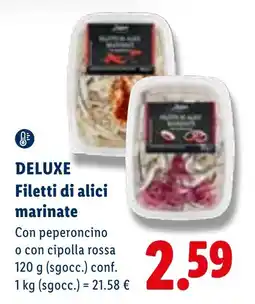 Lidl DELUXE Filetti di alici marinate offerta