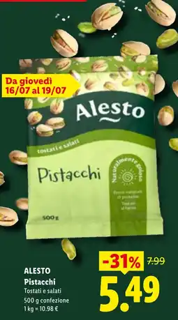 Lidl ALESTO Pistacchi Tostati e salati offerta