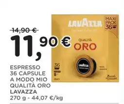 Orvea Espresso 36 capsule a modo mio Qualità Oro Lavazza offerta