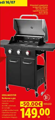 Lidl GRILLMEISTER Barbecue a gas offerta
