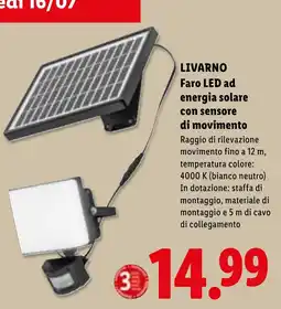 Lidl LIVARNO Faro LED ad energia solare con sensore di movimento offerta