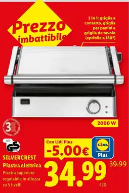 Lidl SILVERCREST Piastra elettrica offerta