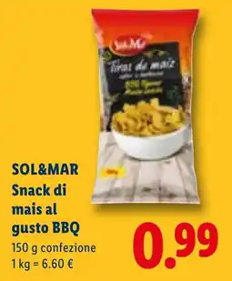 Lidl SOL&MAR Snack di mais al gusto BBQ offerta