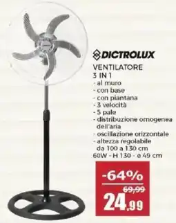 Happy Casa Dictrolux ventilatore 3 in 1 offerta