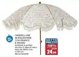 Happy Casa Iper maxi OMBRELLONE IN POLIESTERE CON FRANGE E SNODO offerta