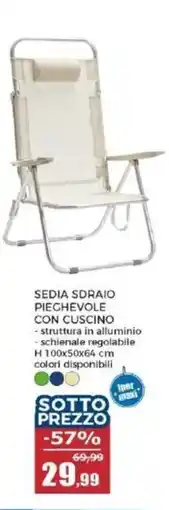 Happy Casa Sedia sdraio pieghevole con cuscino offerta