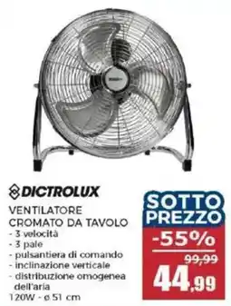 Happy Casa DICTROLUX VENTILATORE CROMATO DA TAVOLO offerta