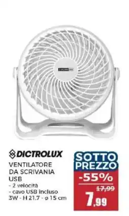 Happy Casa DICTROLUX VENTILATORE DA SCRIVANIA USB offerta
