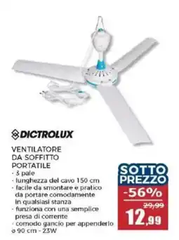 Happy Casa DICTROLUX VENTILATORE DA SOFFITTO PORTATILE offerta