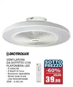 Happy Casa VENTILATORE DA SOFFITTO CON PLAFONIERA LED offerta