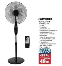 Happy Casa DICTROLUX VENTILATORE A PIANTANA offerta