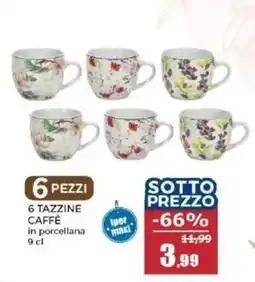 Happy Casa 6 tazzine caffè in porcellana offerta