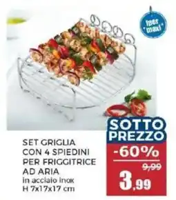 Happy Casa SET GRIGLIA CON 4 SPIEDINI PER FRIGGITRICE AD ARIA offerta