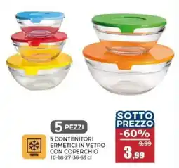 Happy Casa 5 CONTENITORI ERMETICI IN VETRO CON COPERCHIO offerta