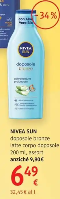 Nivea sun doposole bronze latte corpo doposole