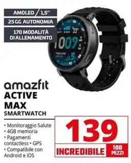 Comet amazfit ACTIVE MAX SMARTWATCH offerta