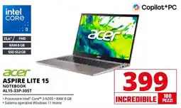Comet acer ASPIRE LITE 15 NOTEBOOK offerta