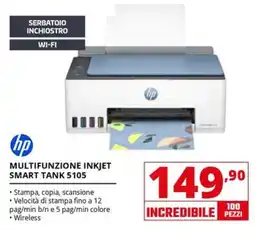 Comet hp MULTIFUNZIONE INKJET SMART TANK 5105 offerta