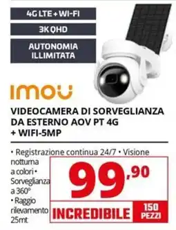 Comet IMOU VIDEOCAMERA DI SORVEGLIANZA DA ESTERNO AOV PT 4G + WIFI-5MP offerta