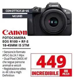Comet Canon FOTOCAMERA EOS R100 + RF-S 18-45MM IS STM offerta