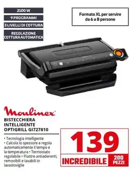 Comet Moulinex BISTECCHIERA INTELLIGENTE OPTIGRILL GI727810 offerta