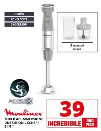 Comet Moulinex MIXER AD IMMERSIONE DD672B QUICKCHEF+ 2 IN 1 offerta