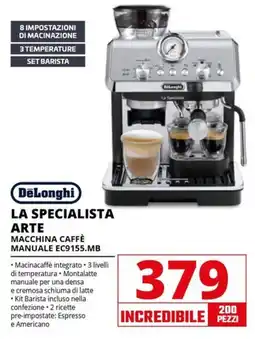 Comet DeLonghi LA SPECIALISTAA ARTE MACCHINA CAFFÈ MANUALE EC9155.MB offerta