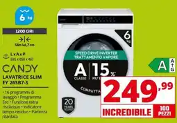 Comet CANDY LAVATRICE SLIM EY 26SB7-S offerta