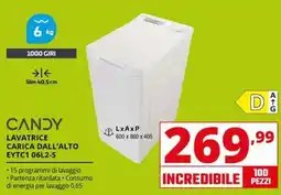 Comet CANDY LAVATRICE CARICA DALL'ALTO EYTC1 06L2-S offerta